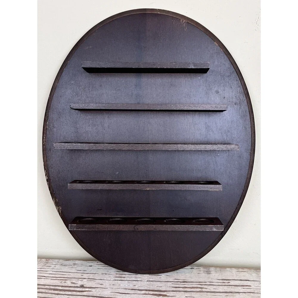 Vintage Oval Wooden Thimble Display Hanging Shelf Wall Rack Cottage Core 12”